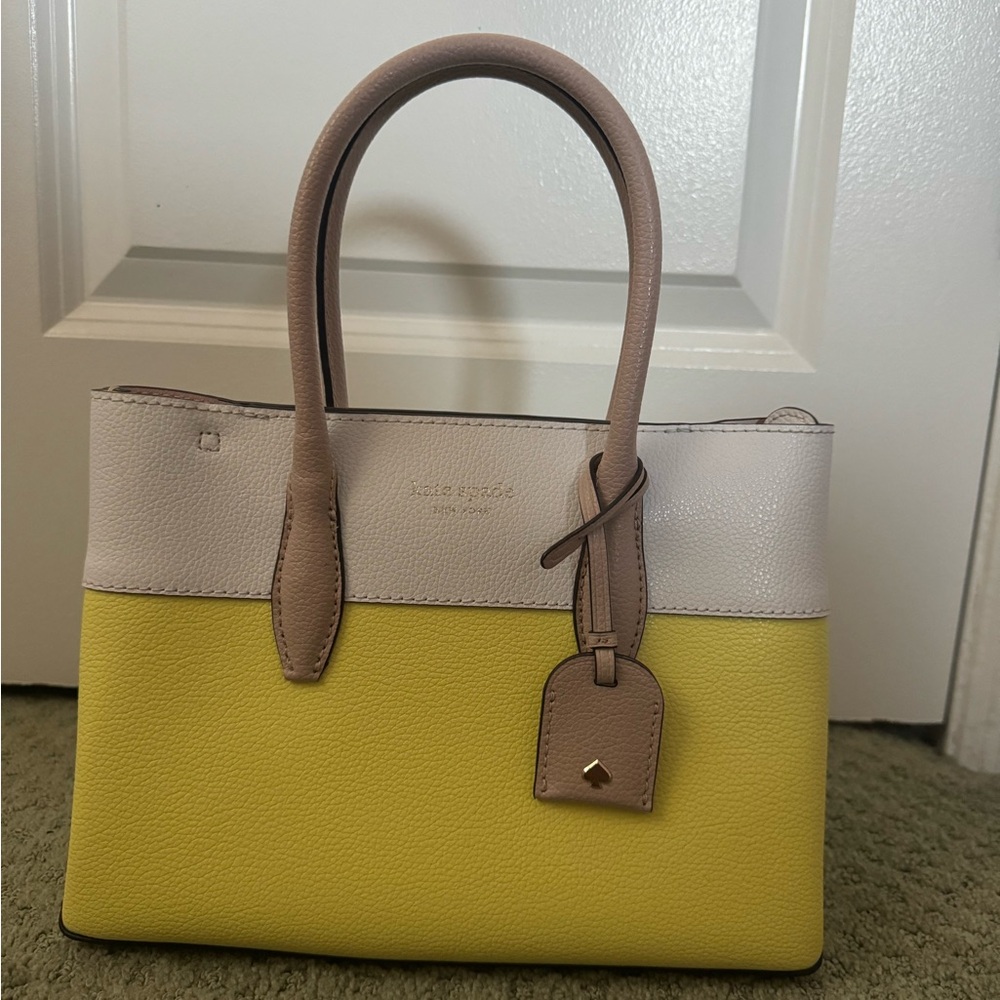 Kate Spade Yellow and Cream Satchel with Geometric Design